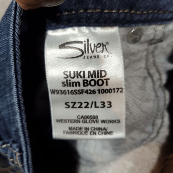 Silver Jeans Womens 22x33 Blue Denim Classic Fit Suki Mid Slim Boot Outdoor - Picture 4 of 12